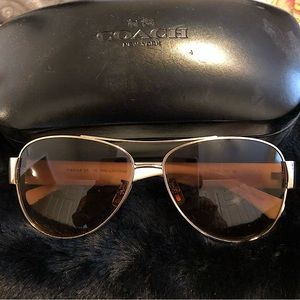 Coach White Curved Aviator Sunglasses